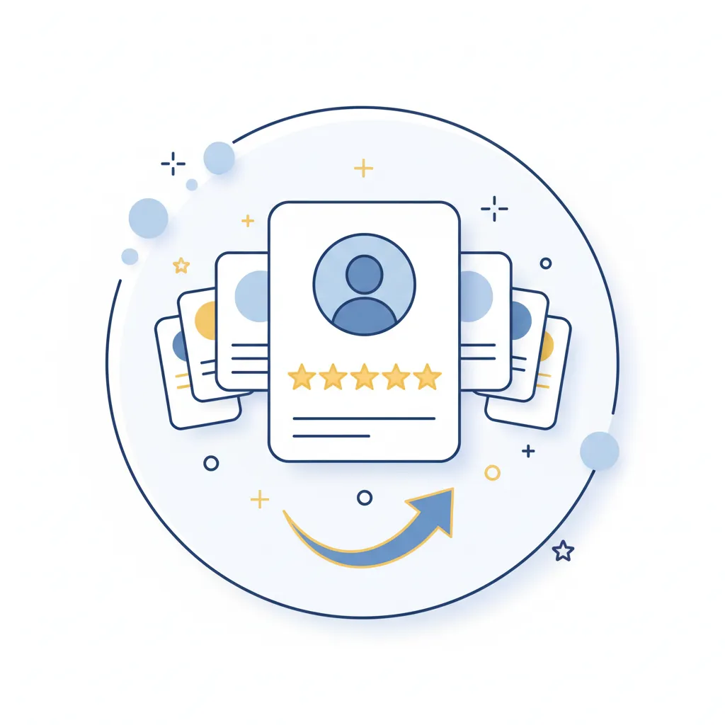 Reputation management icon with stars and review cards