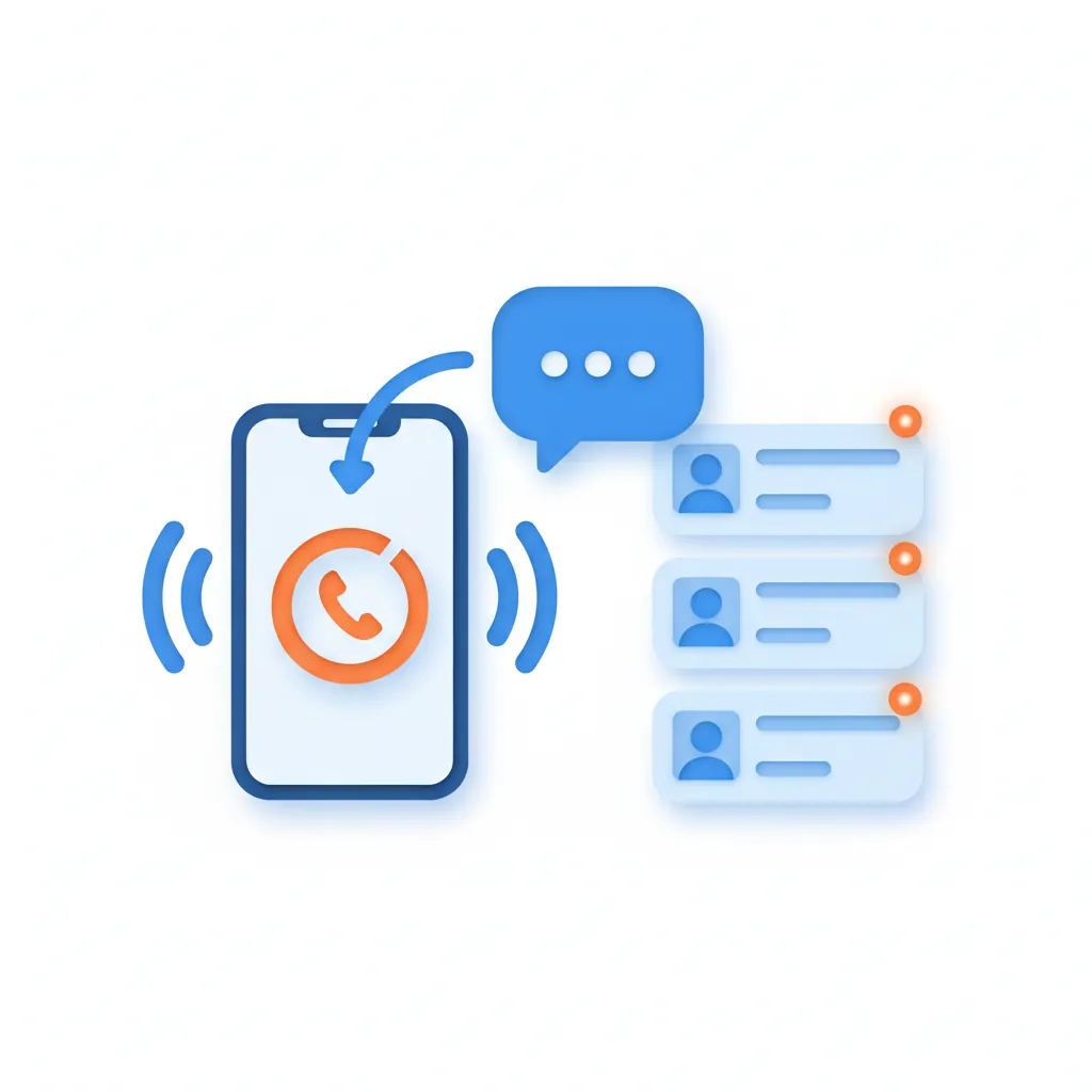 Missed call to text back and database reactivation icon with phone and messages