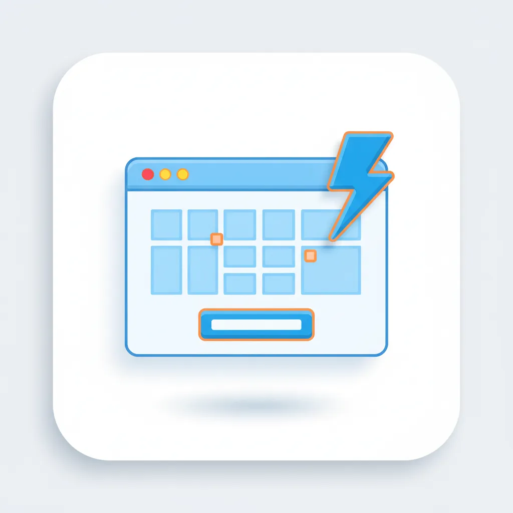 Smart website building icon with layout and lightning bolt