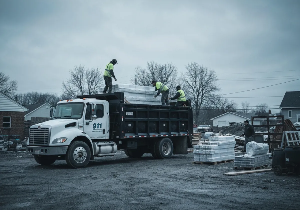 Documentary-style photo of Hauling 911 truck operations