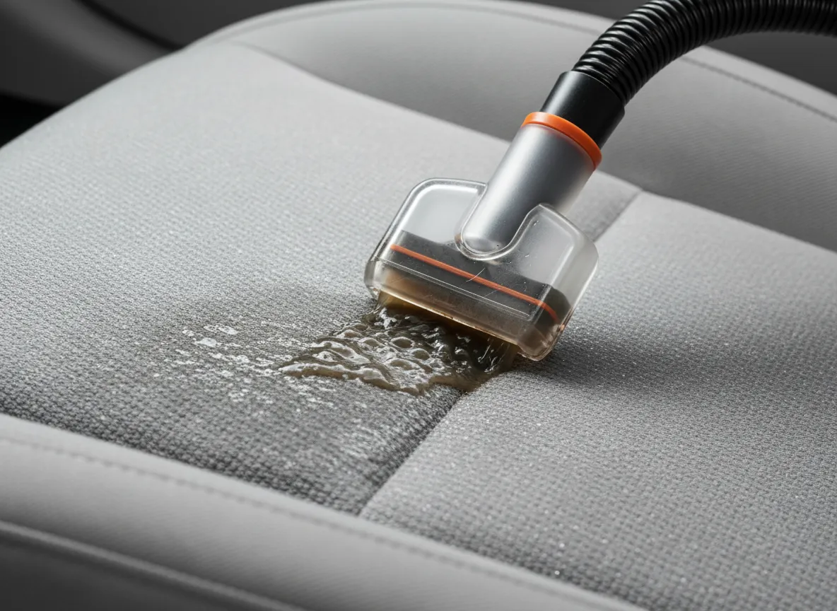 Shampooing interior car seats