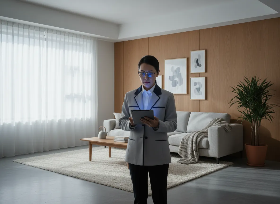 Inspector performing a comprehensive buyer's home inspection