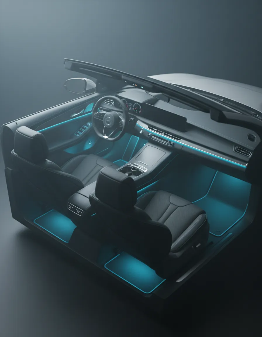 Vehicle interior lighting zones including footwell and cabin accents