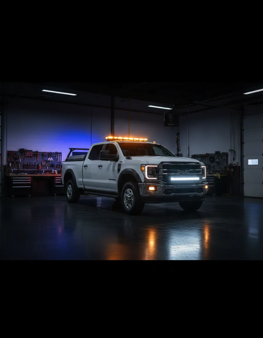 Premium fleet vehicle in Ground Level Customs shop
