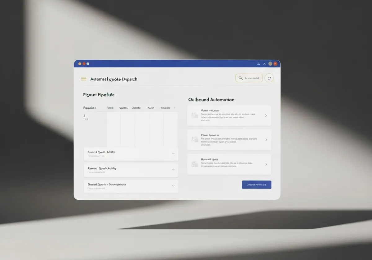 Automated quote dispatch dashboard mockup