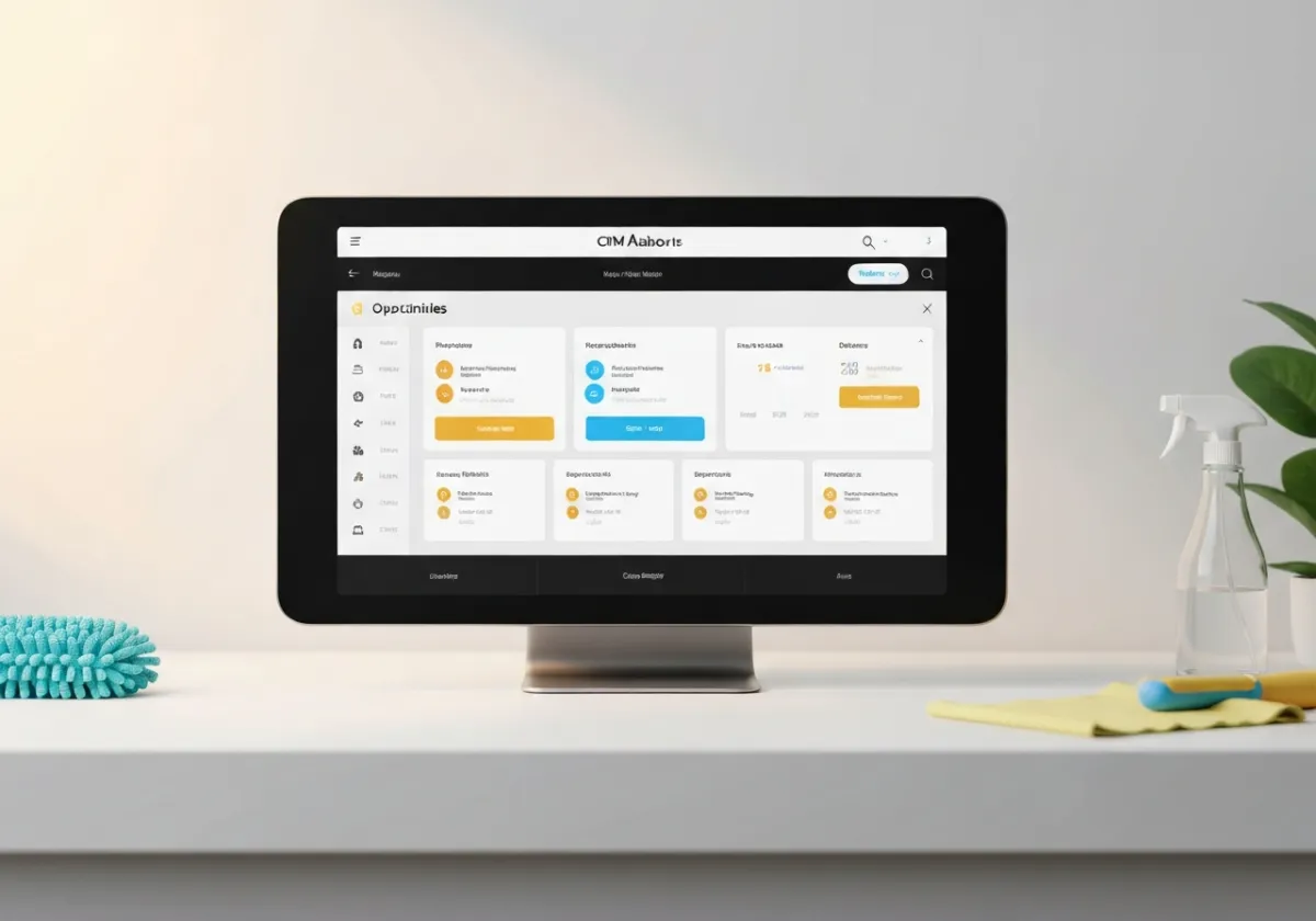 Cleaning business CRM opportunities board pipeline mockup
