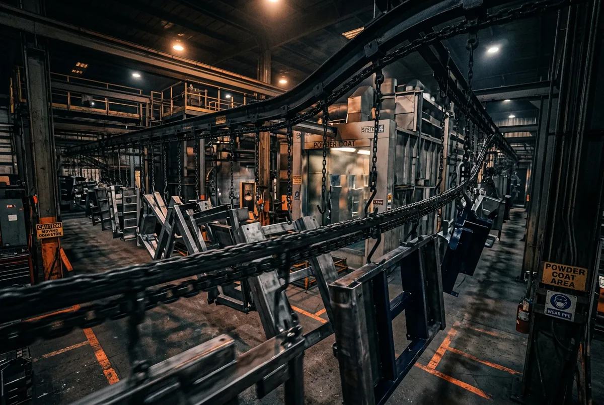 Industrial in-house manufacturing powder coating production cell