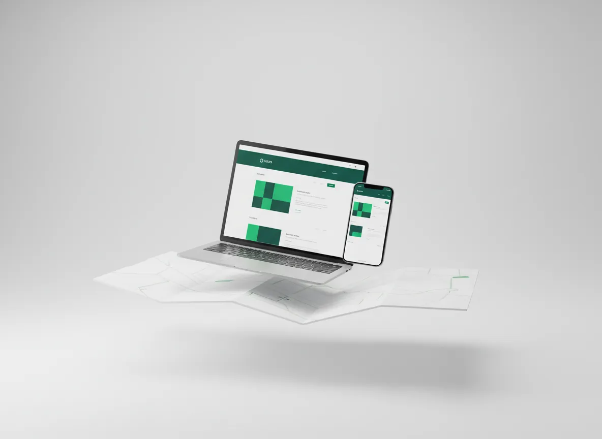 Voorbeeld van moderne website op laptop en telefoon