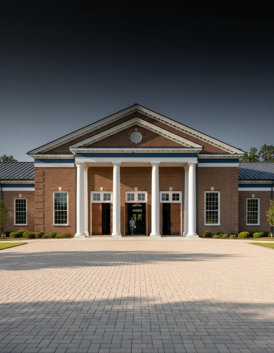 Inviting exterior photo of Trinity Christian Academy sanctuary