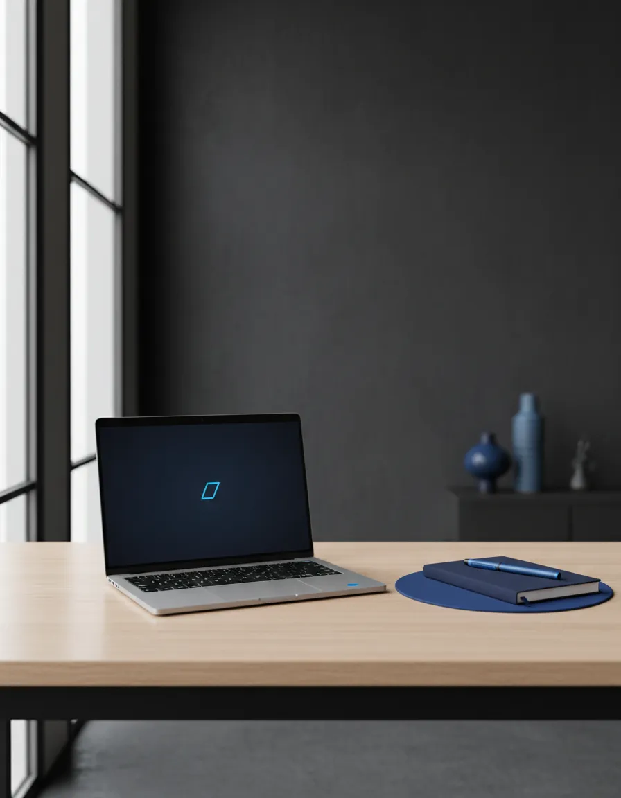 Professional workspace demonstrating marketing systems
