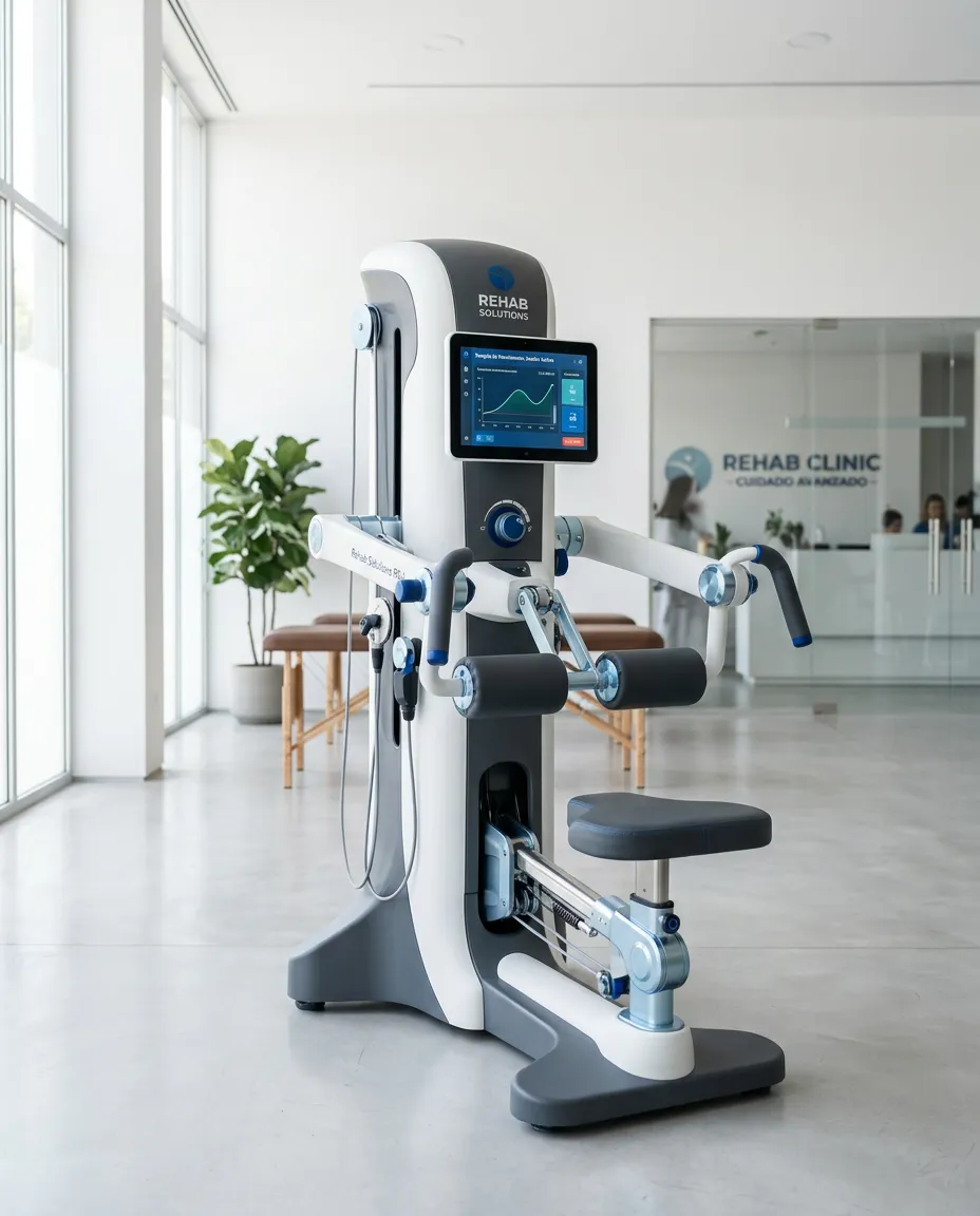 Equipo médico de alta precisión en un entorno clínico moderno y luminoso