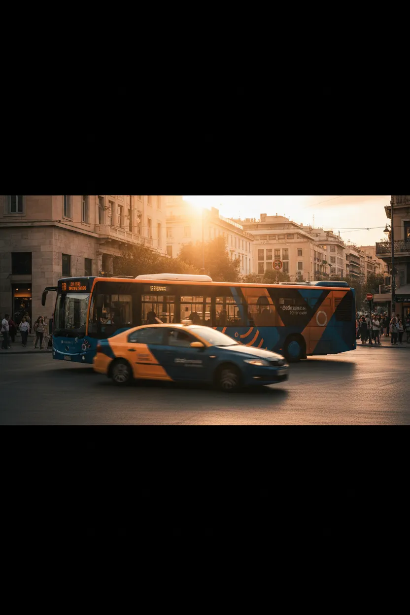 Dynamic urban street with Orizon Advertising transit campaign