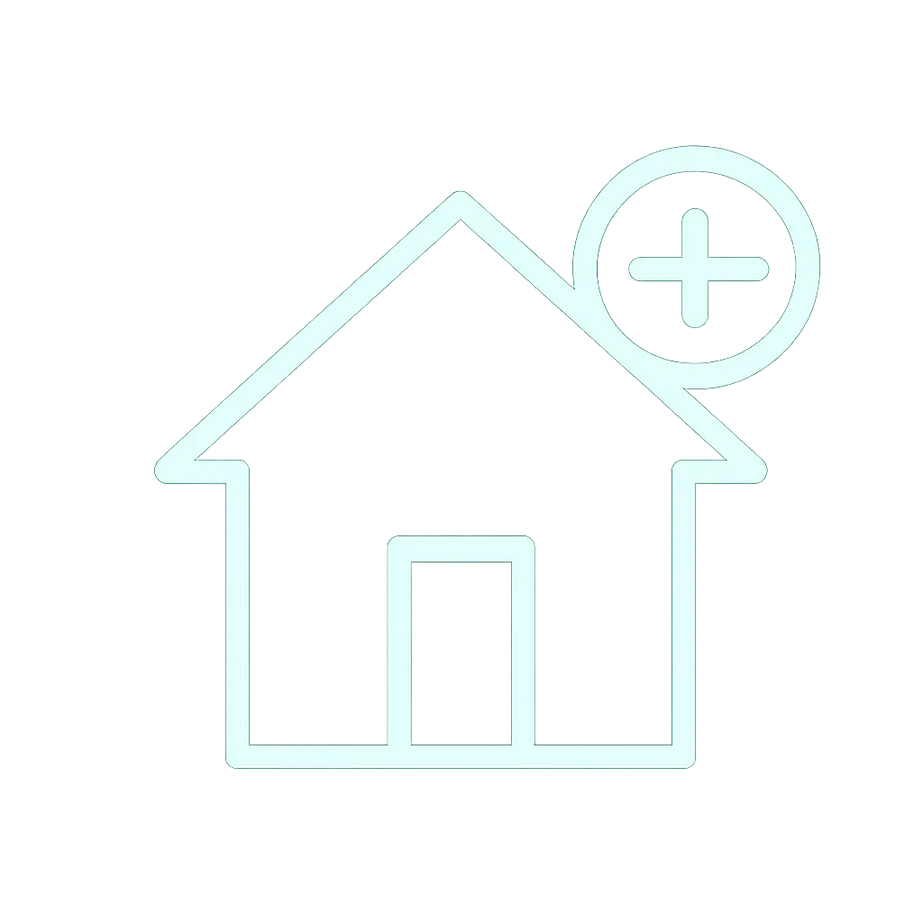 Home additions icon (house with plus sign)