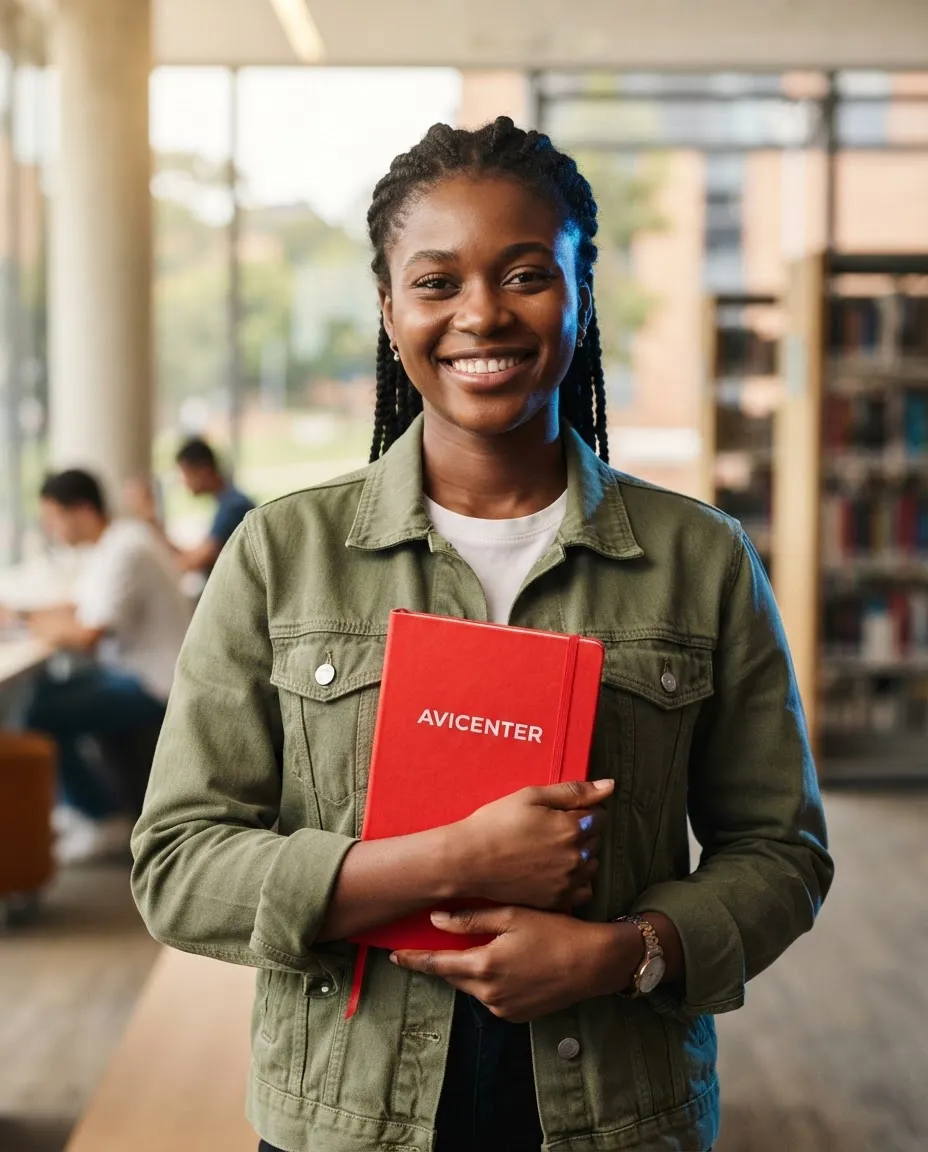 Étudiant souriant et confiant préparant ses études en France