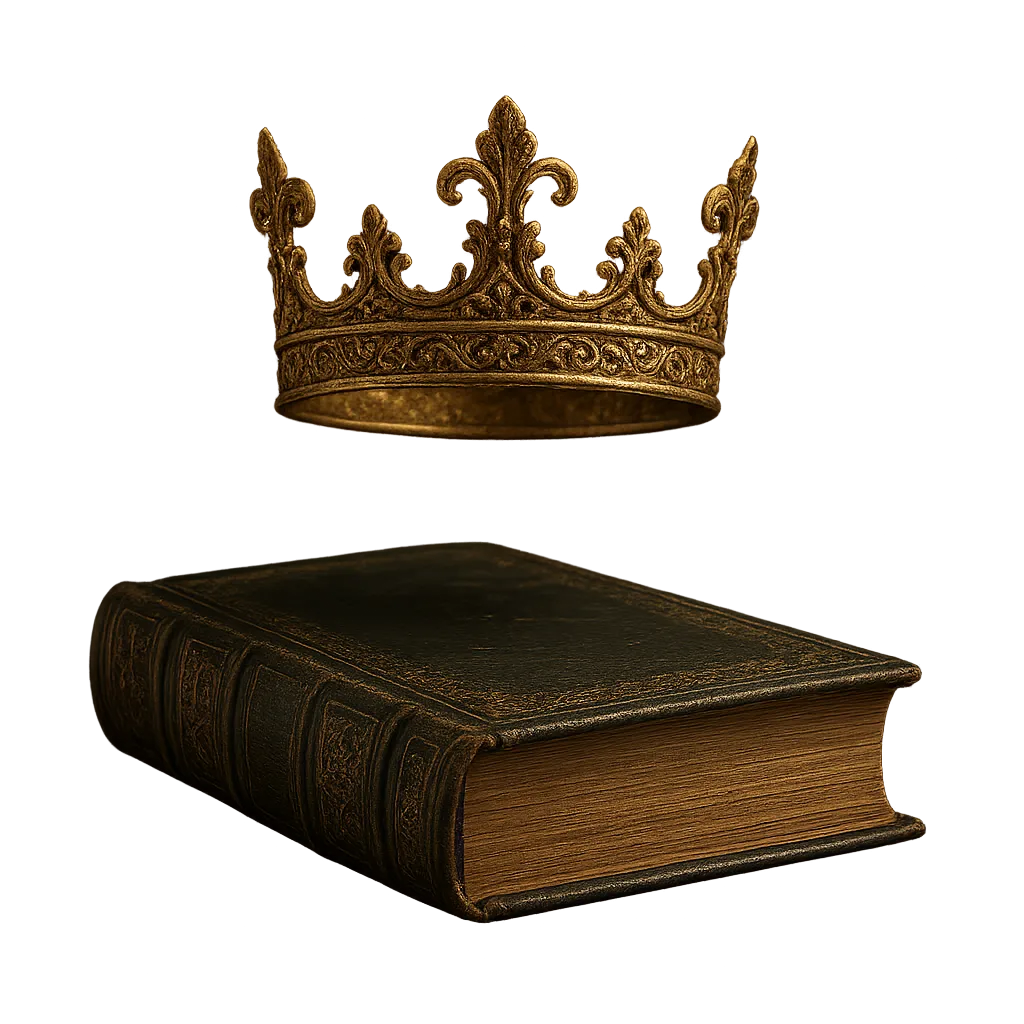 The Sovereign Convergence flagship collector hardcover novel with gold foil detailing and royal purple spine