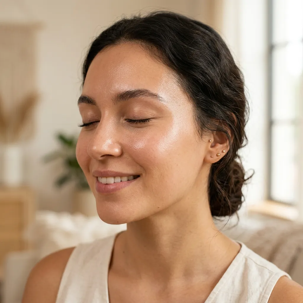 Close-up of radiant, healthy skin receiving professional skincare treatment
