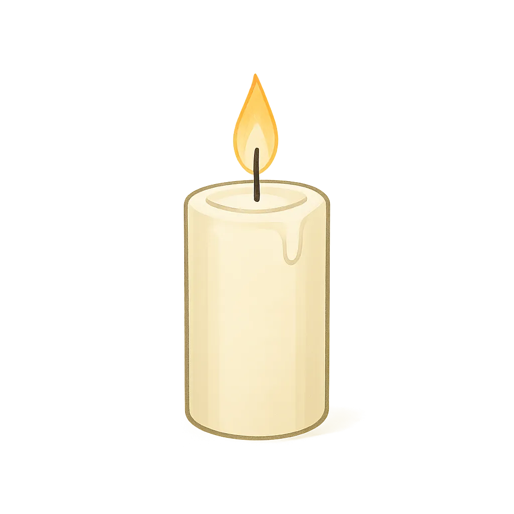 Remembrance candle icon with soft pink glow
