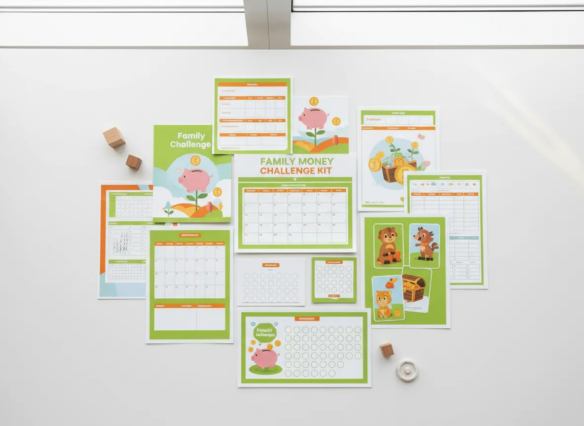Family money challenge printable kit preview