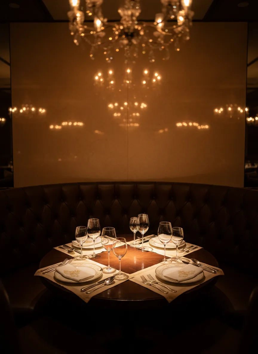 Luxurious private dining booth setting