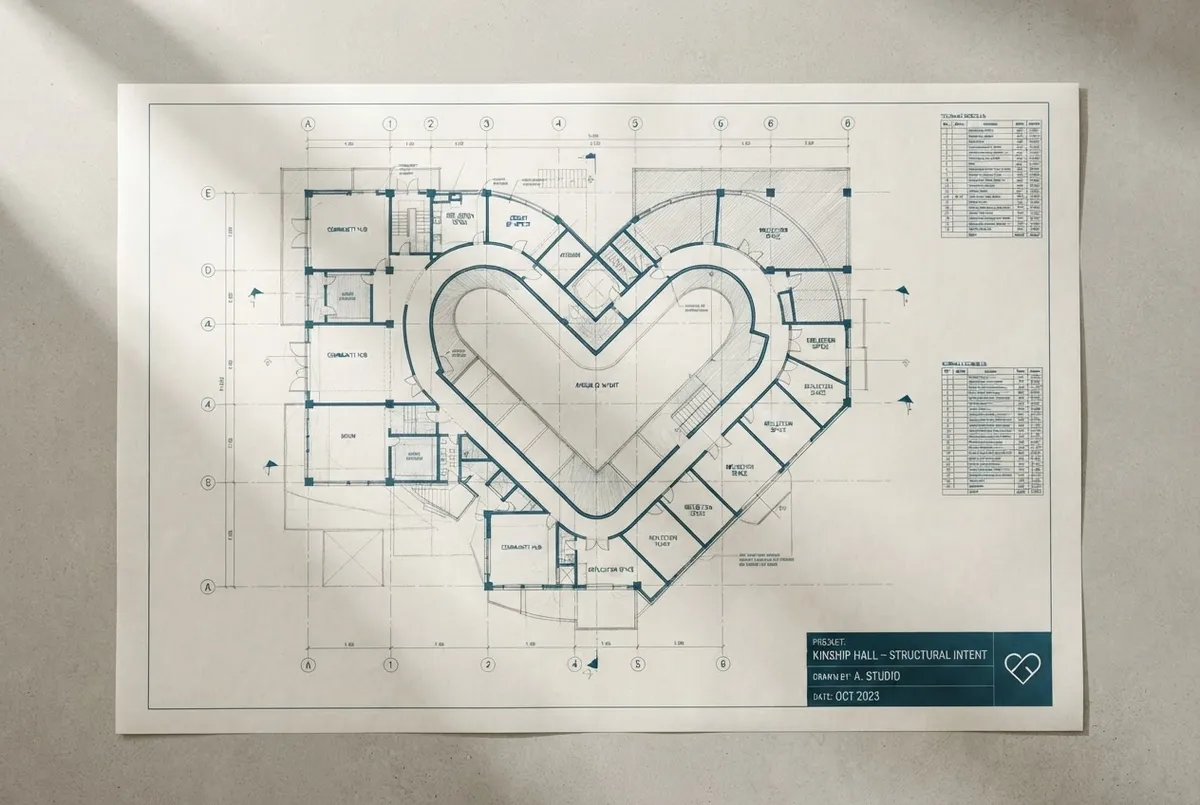 Architectural drafting of structural foundations symbolizing pure motivations