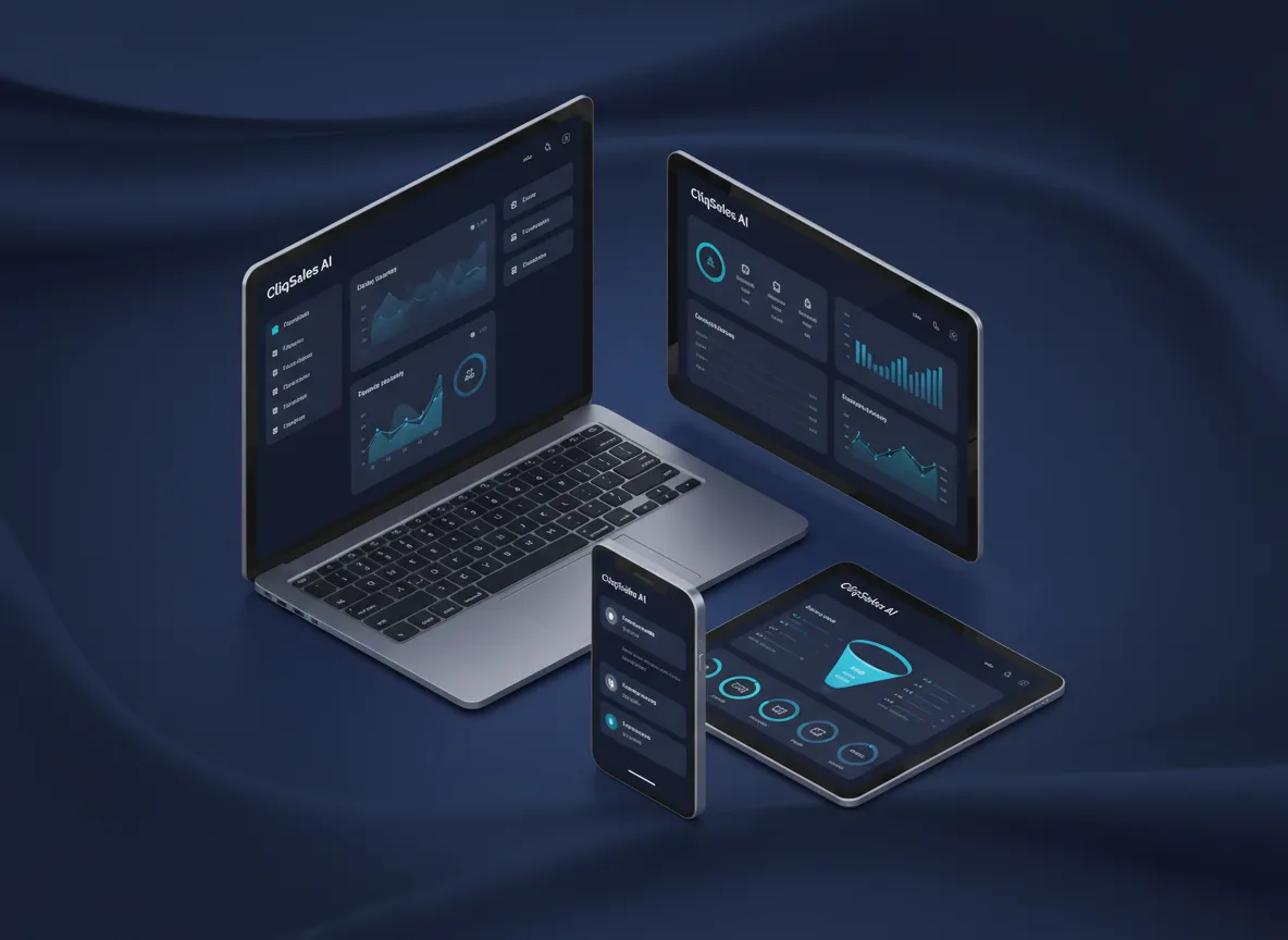 3D graphic of software platform on multiple devices