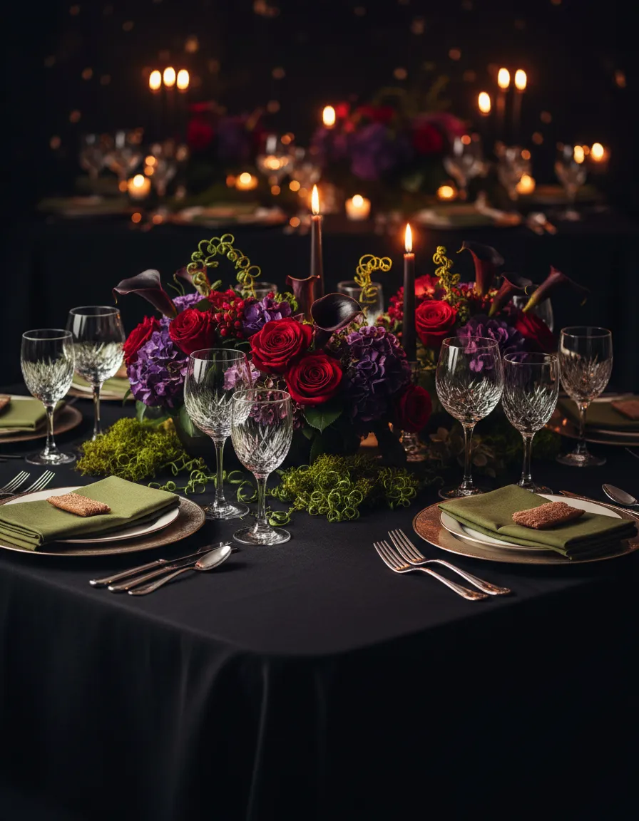 Elegant private celebration dining tablescape