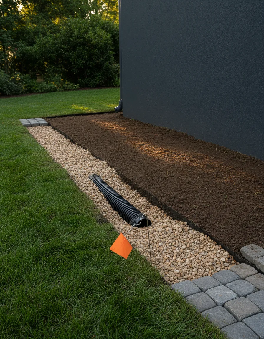 Professional drainage and structural landscape installation