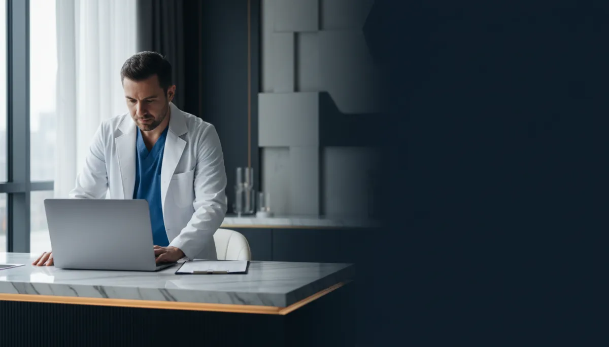 Médico revisando el expediente clínico digital de un paciente
