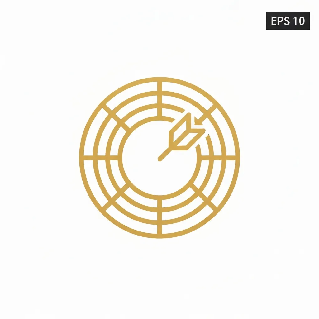 Line-art icon of a target in gold.