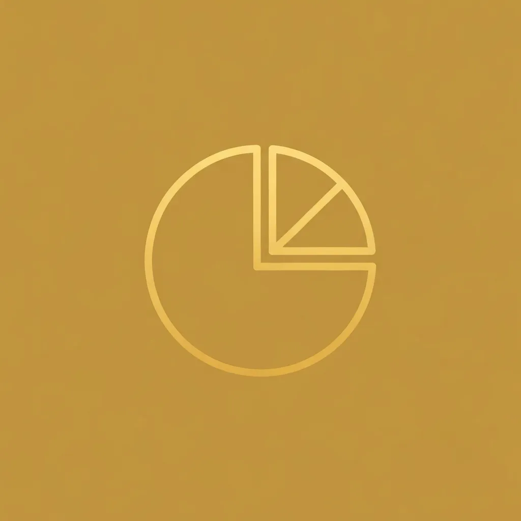 Line-art icon of a pie chart in gold.