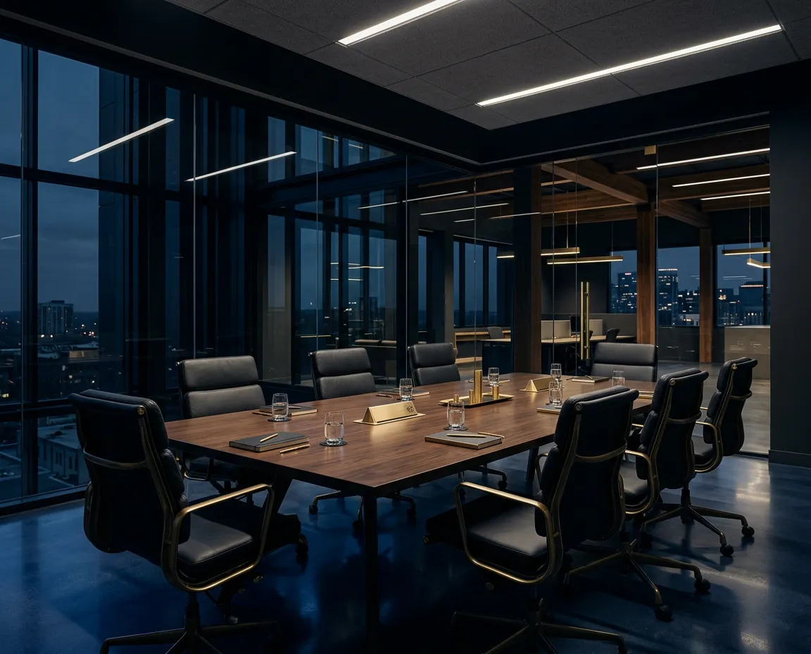 Modern corporate boardroom and architectural office space representing strategic clarity