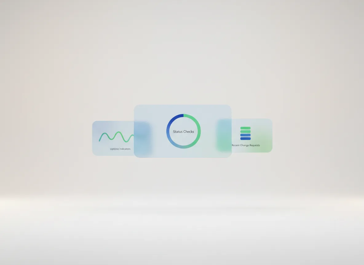 Calm dashboard view showing Cernux support and website status