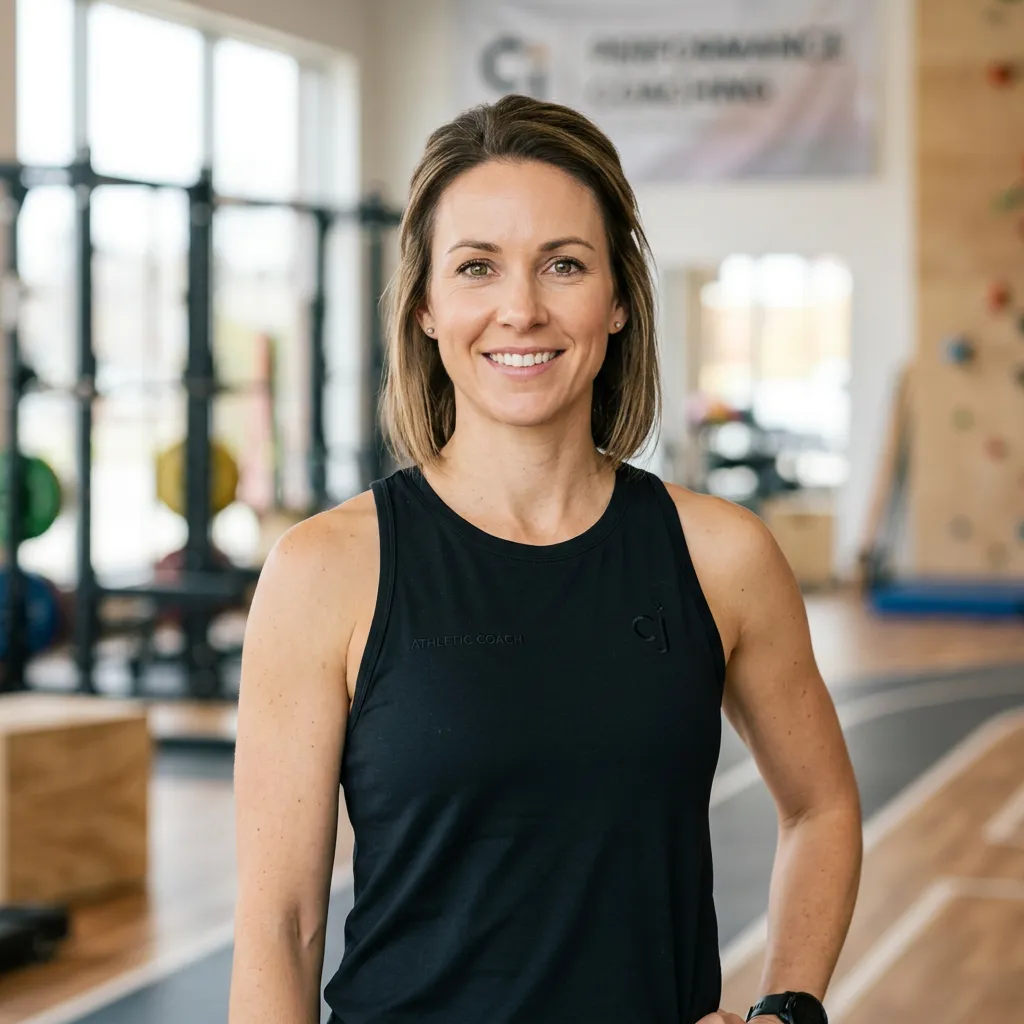 Headshot of female coach in a black tank top