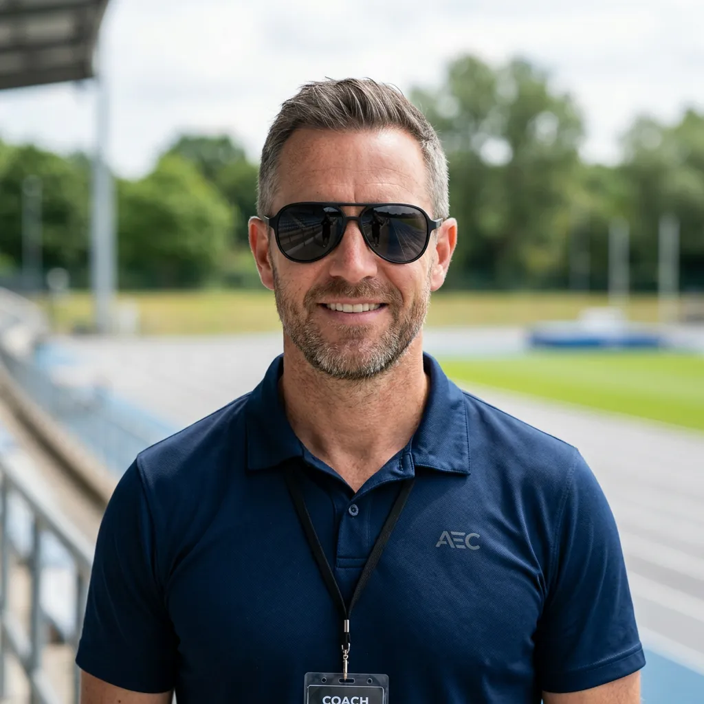 Headshot of male coach wearing sunglasses