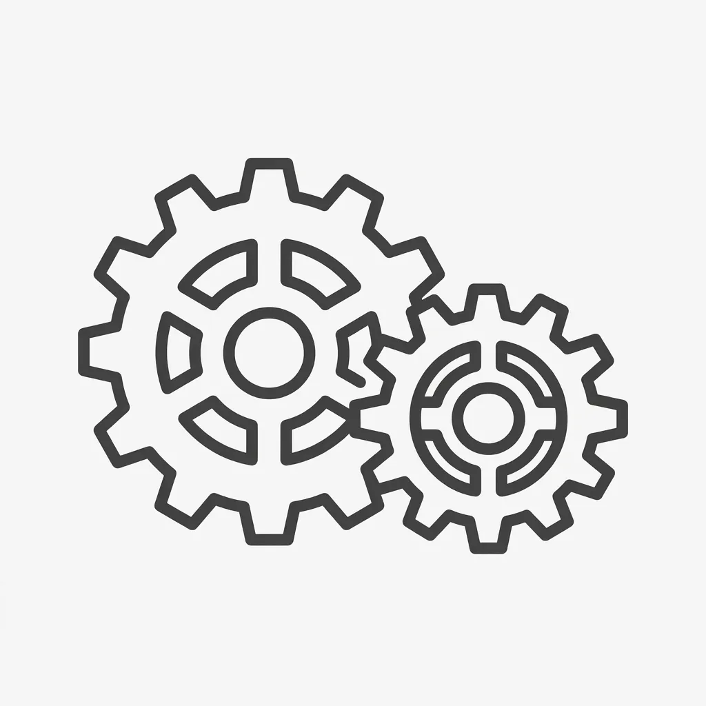 Line icon of two interlocking gears for Systems