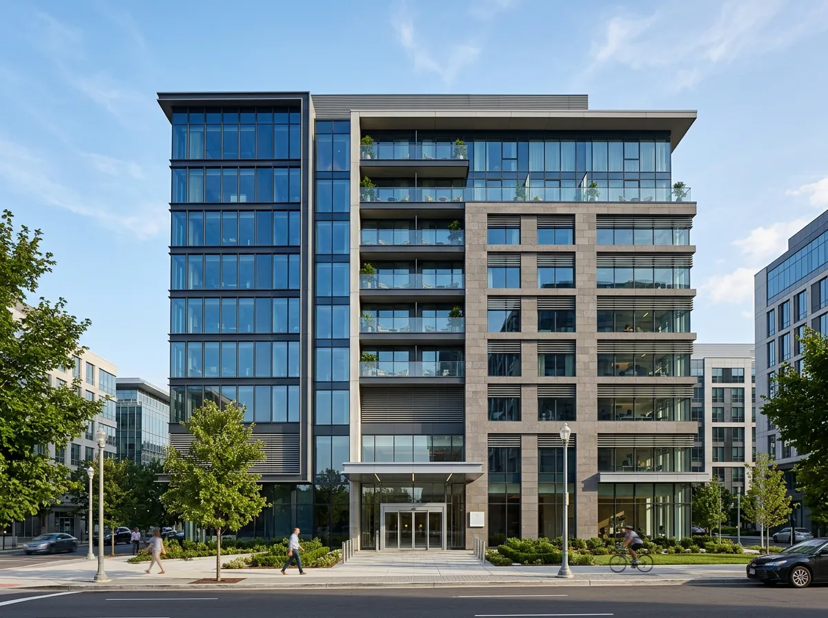 Modern mid-rise hotel or office building exterior