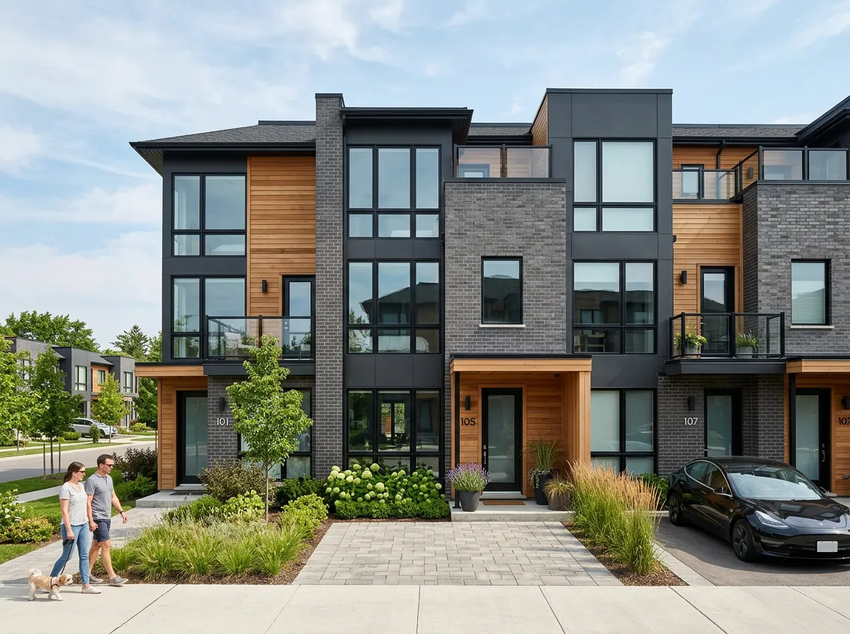 Exterior of modern residential townhouses