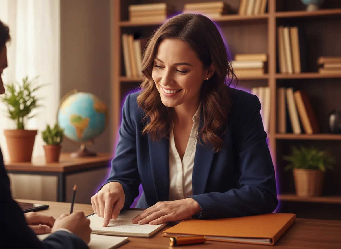 A dedicated BrightPath tutor smiling while supporting a student