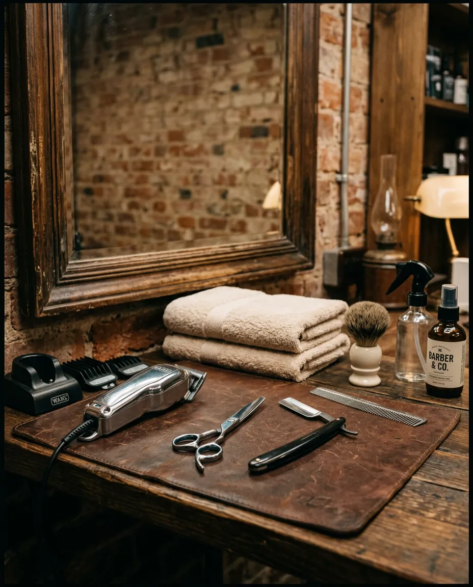 Master Barber Drason performing precision scissor work at Icy Cuts