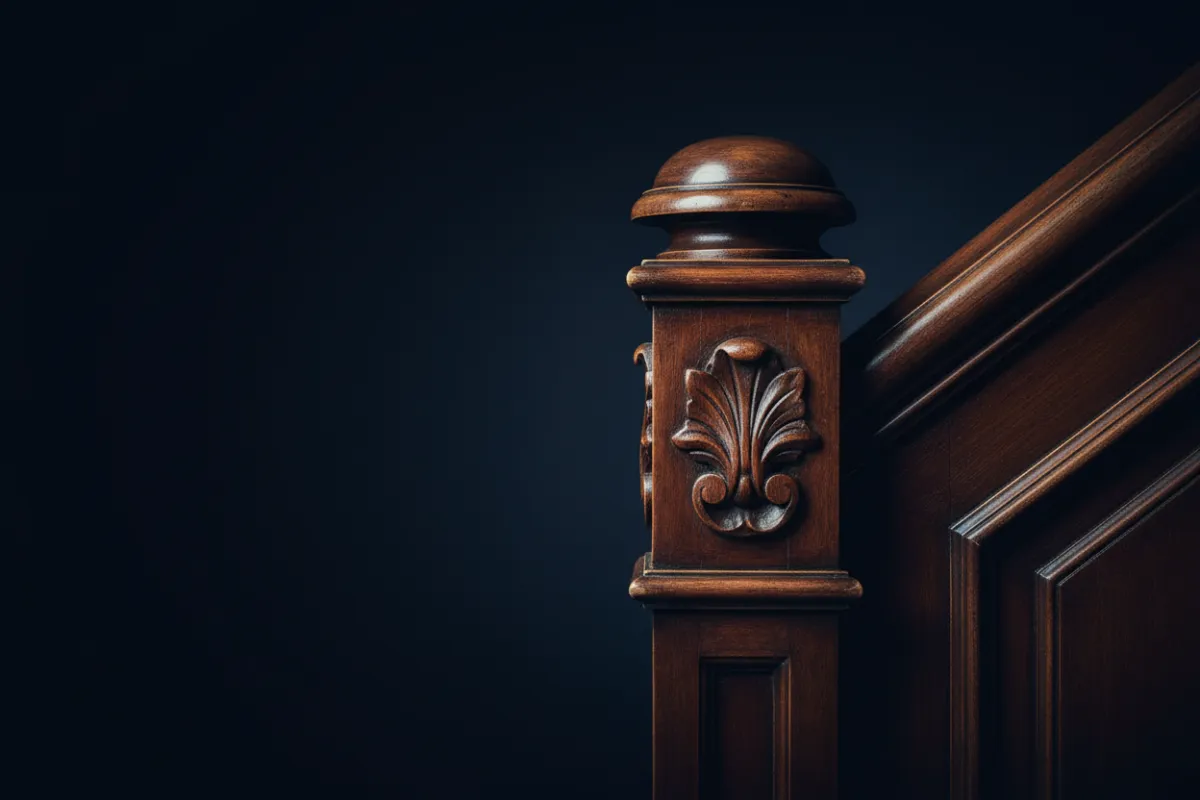 Expertly stained architectural wood detail in a high-end Highland Park home