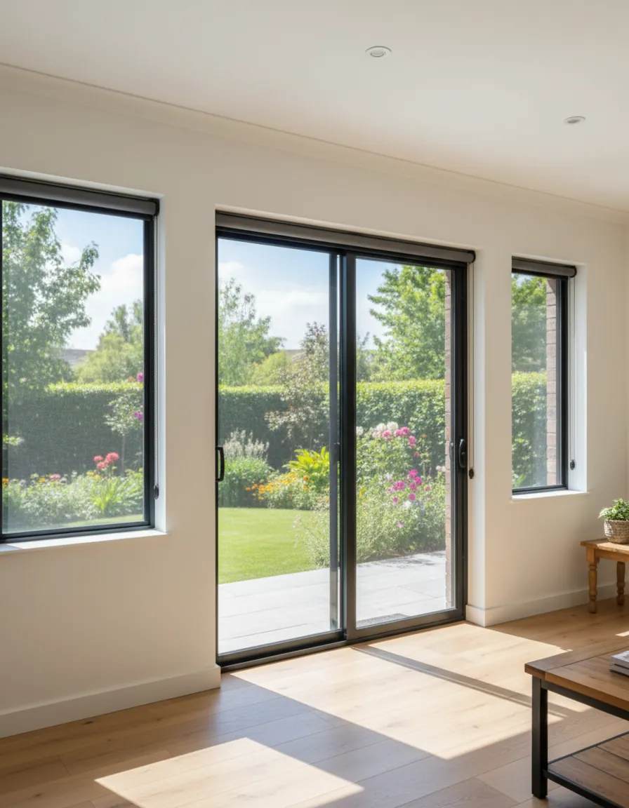 Living room window after flyscreen installation