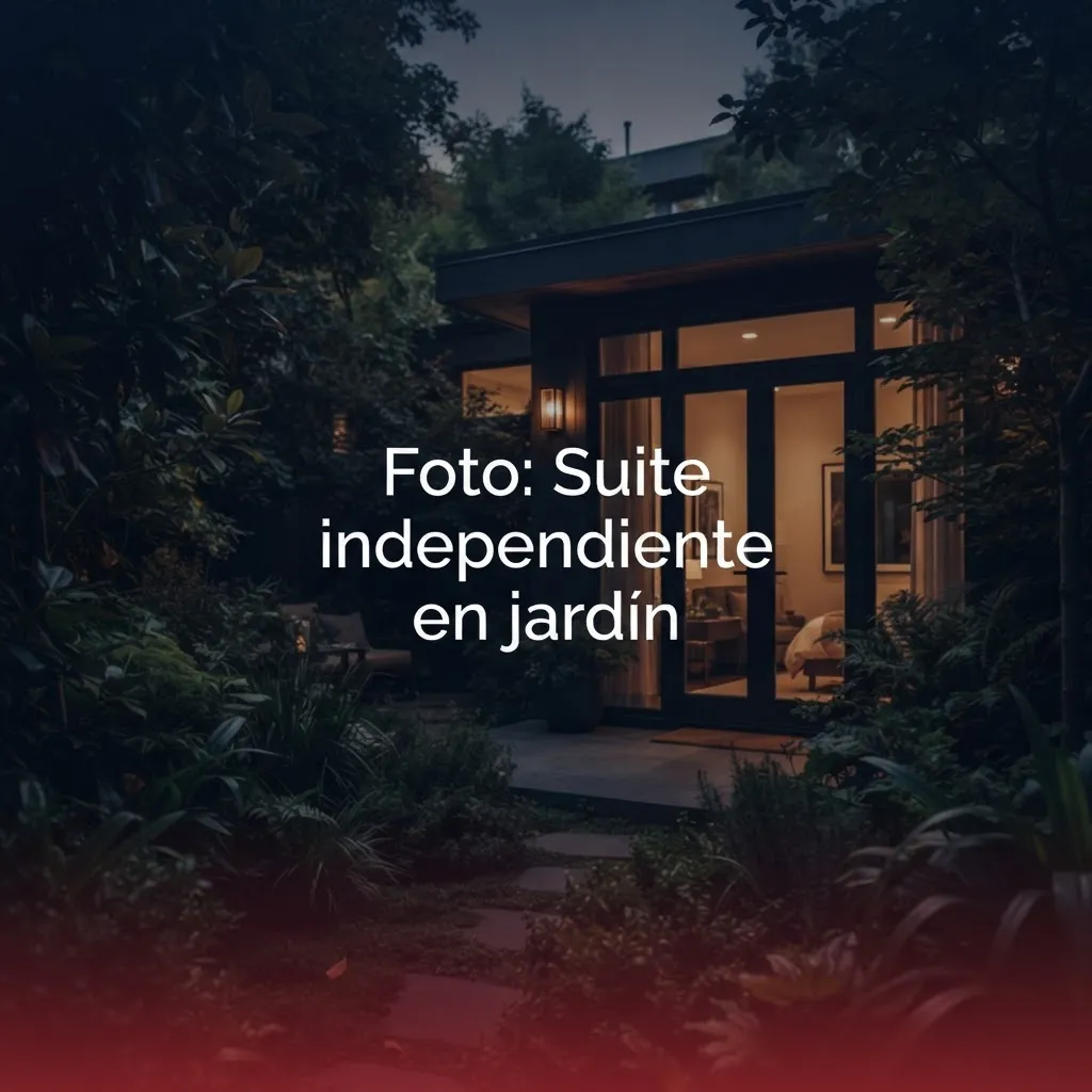 Suite independiente privada en jardín con baño completo y área de vapor