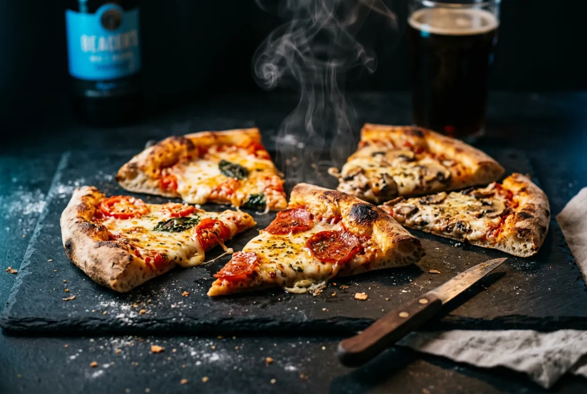 Kids enjoying fresh pizza party refuel at karate night out event