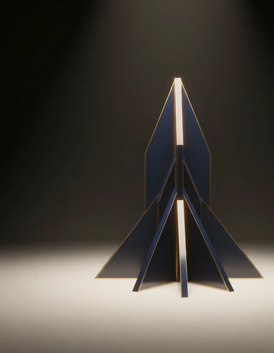 Architectural abstract structure representing precision, structural leadership, and strategic clarity with a deep navy overlay