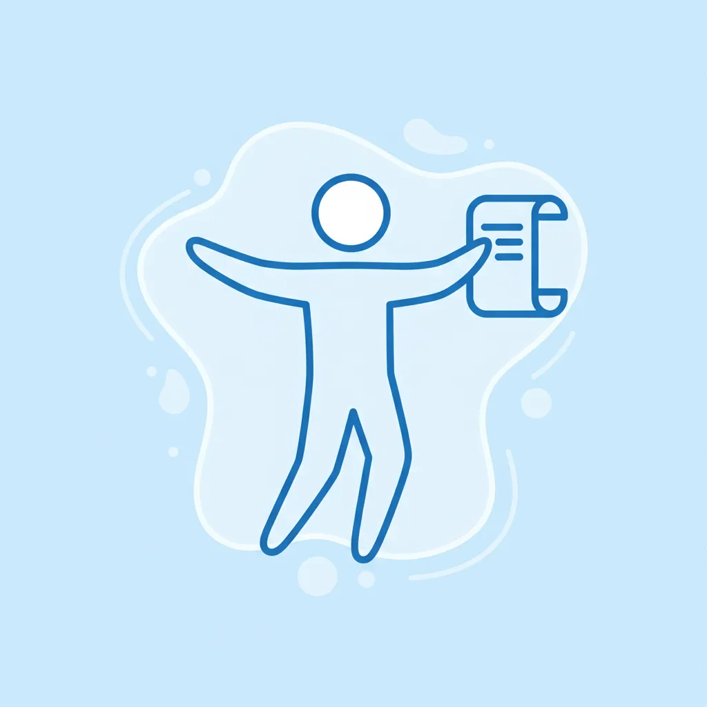 A blue outline of a person with a white circle for the head, set against a blue background, representing closing on your terms.