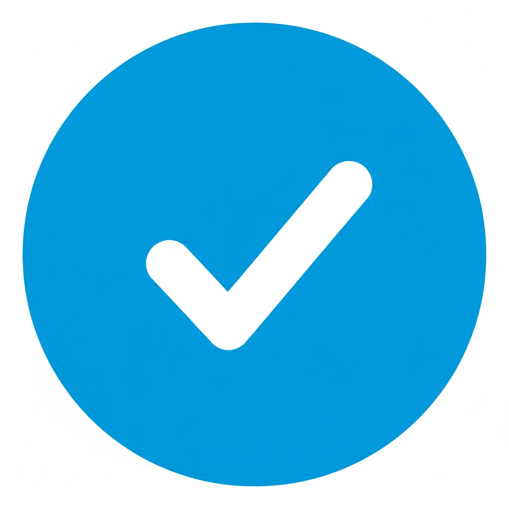 A blue circular badge with a white checkmark in the center, representing a verified network.