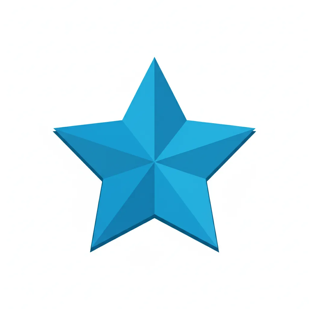 A blue five-pointed star with subtle shading, representing 5-star reviews.