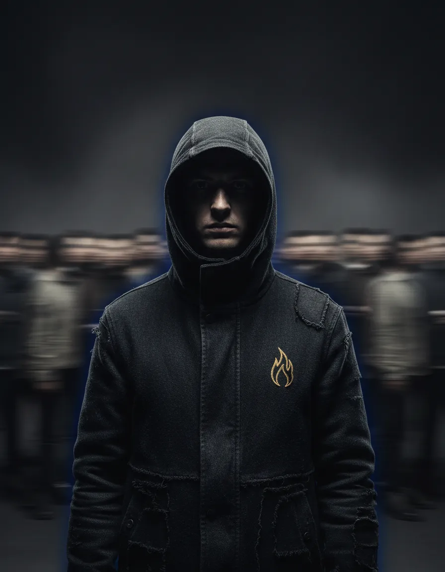Desaturated artistic portrait representing individual rebellion
