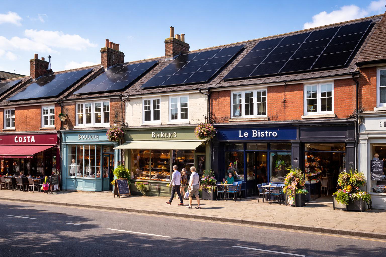 Commercial building with solar panels