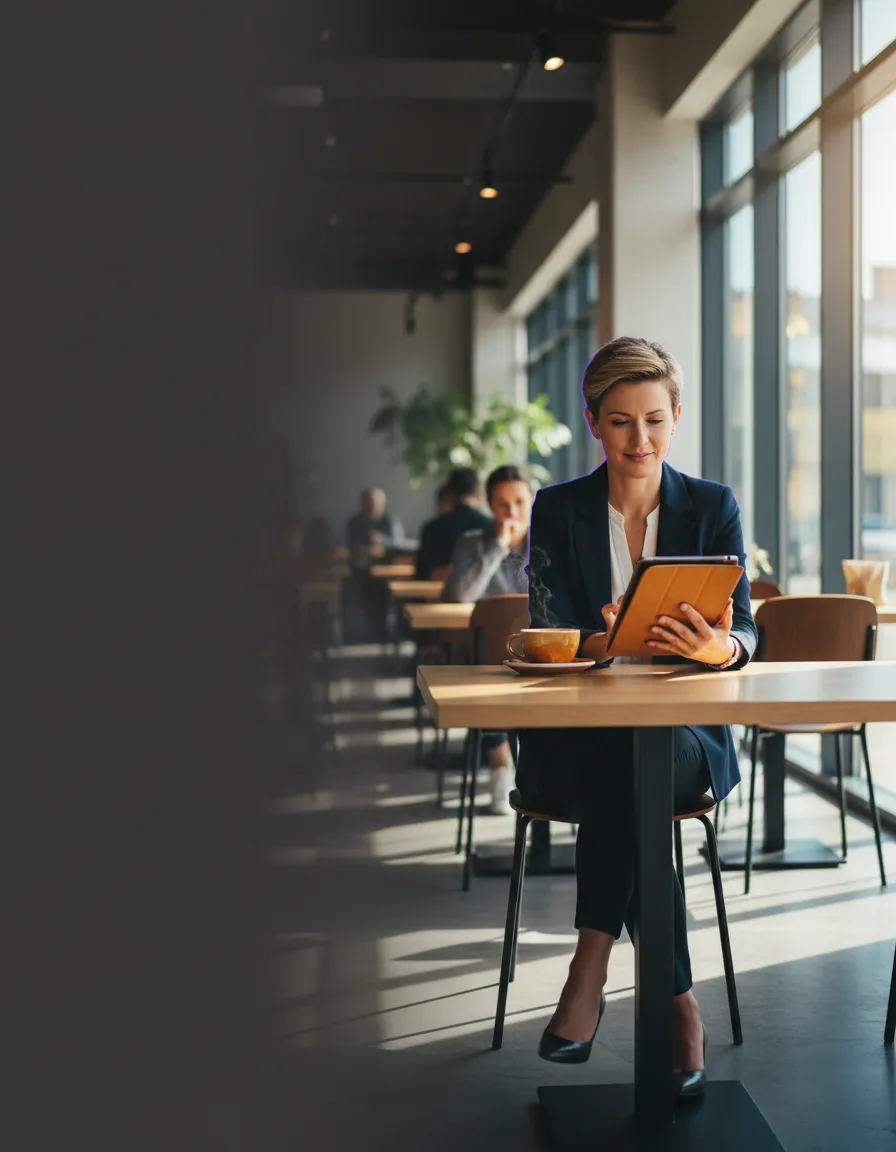 Confident business owner reviewing marketing strategy and growth metrics